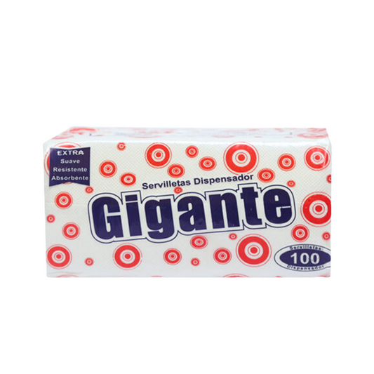 PAQUETE DE SERVILLETA DISPENSADOR GIGANTE - 100 UNIDADES