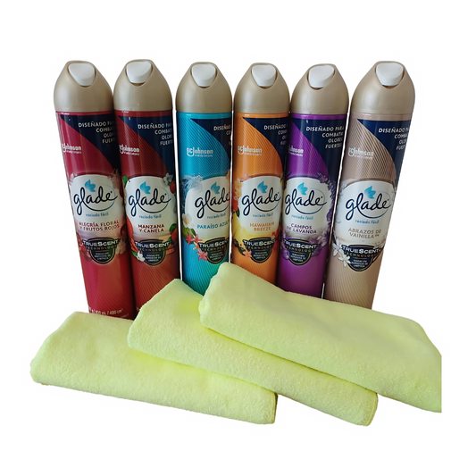 6 Glade Aromatizante+ 3 microfibra gratis