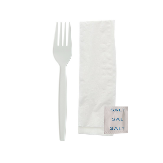 KIT COMPLETO TENEDOR BLANCO C/SAL - 100 UNIDADES