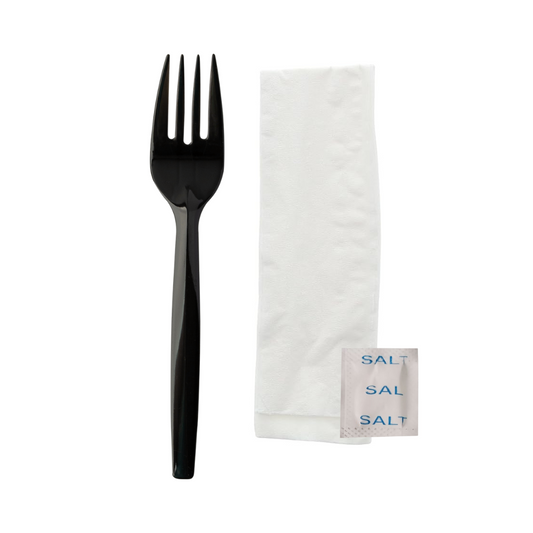 KIT COMPLETO TENEDOR NEGRO C/SAL - 100 UNIDADES